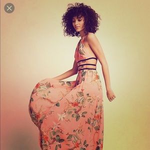 NWT Express Pink Floral Print Strappy Maxi Dress